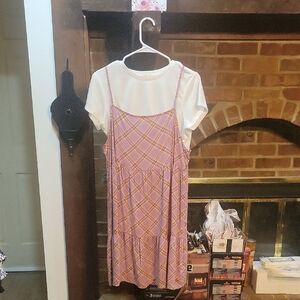 Rewind Kids Plaid Dress with White Tee